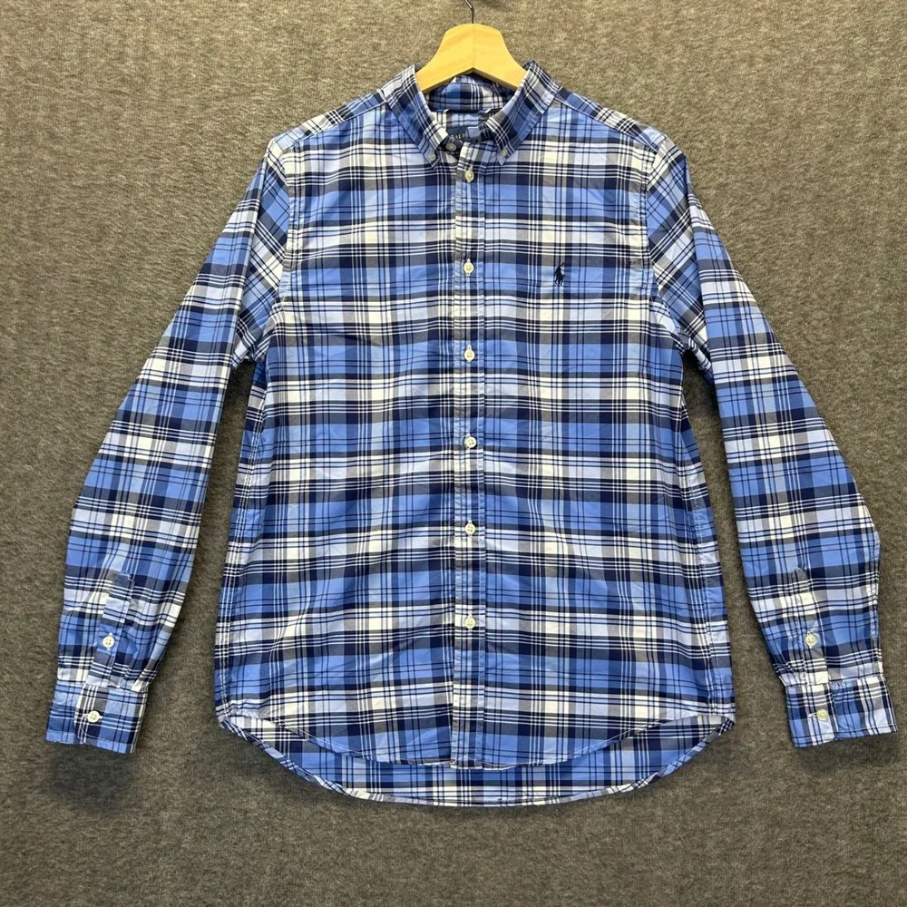 Polo Ralph Lauren Performance Kids Blue Plaid Button Down Shirt XL 18-20 L/S